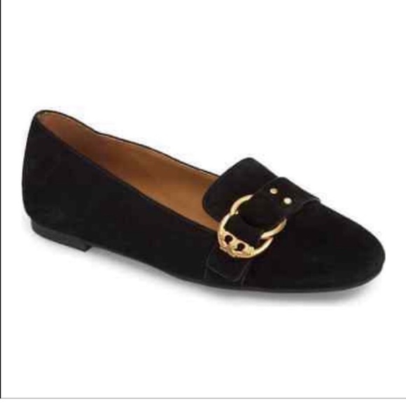 Tory Burch Shoes - Tory Burch Black Suede Marsden Smoking Slipper Loafer Size 7 Flats